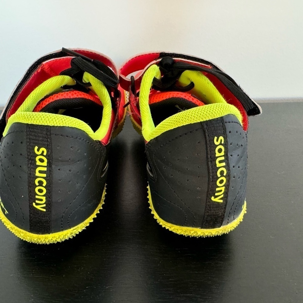 Saucony Uplift HJ 2 Men’s Size 9 Spike Track Cleats Running Shoe Viz Red/Citron - Picture 4 of 6